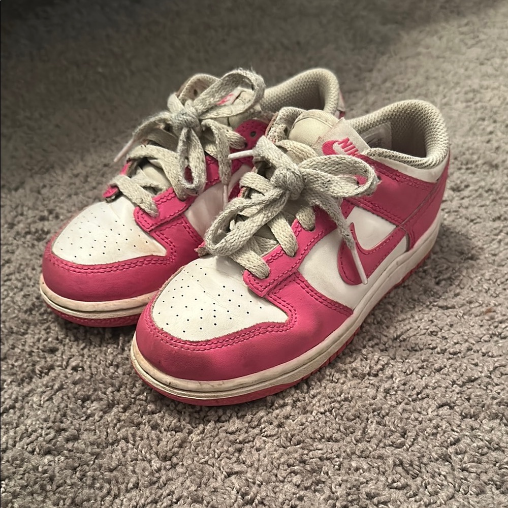 Nike Pink and White Dunk Low Sneakers